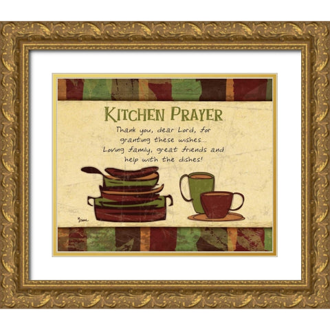 Kitchen Prayer Spice Gold Ornate Wood Framed Art Print with Double Matting by Stimson, Diane