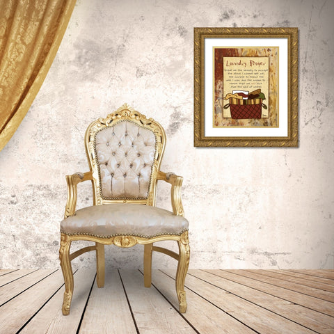 Laundry Prayer Basket Gold Ornate Wood Framed Art Print with Double Matting by Stimson, Diane