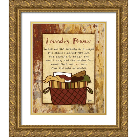 Laundry Prayer Basket Gold Ornate Wood Framed Art Print with Double Matting by Stimson, Diane