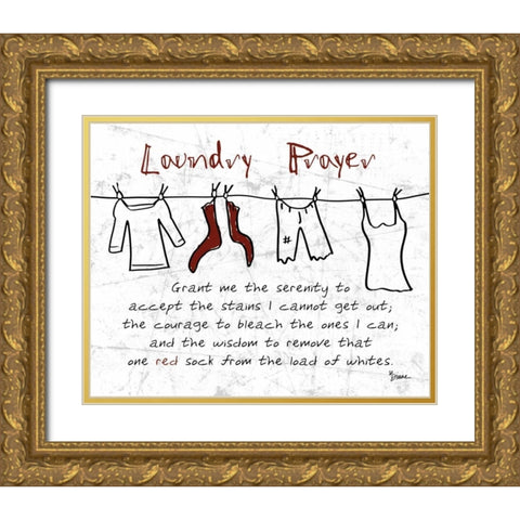 Laundry Prayer Gray Gold Ornate Wood Framed Art Print with Double Matting by Stimson, Diane