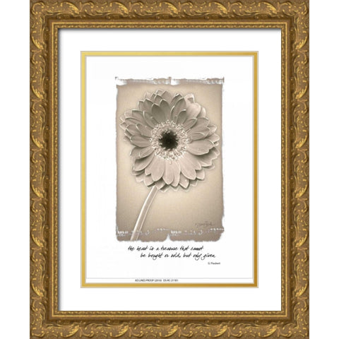 Gerbera Gold Ornate Wood Framed Art Print with Double Matting by Stimson, Diane