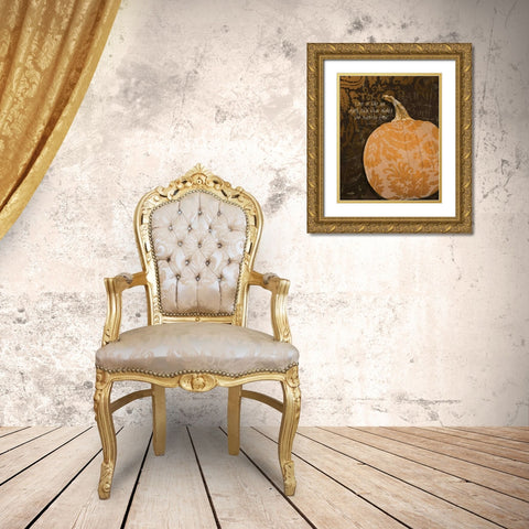 Pumpkin Damask Gold Ornate Wood Framed Art Print with Double Matting by Stimson, Diane