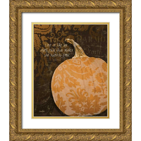 Pumpkin Damask Gold Ornate Wood Framed Art Print with Double Matting by Stimson, Diane