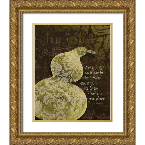 Gourd Damask Gold Ornate Wood Framed Art Print with Double Matting by Stimson, Diane