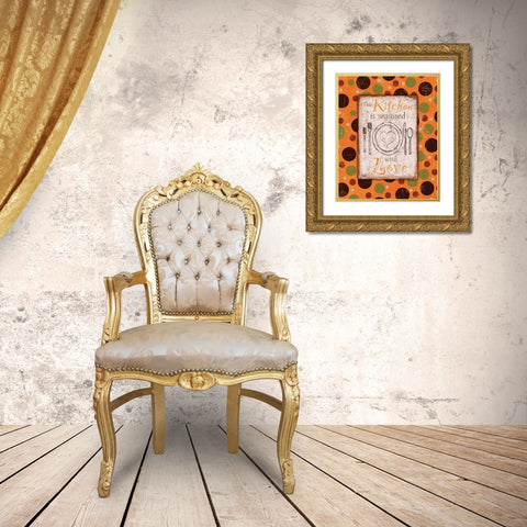 Kitchen Love Orange Gold Ornate Wood Framed Art Print with Double Matting by Stimson, Diane