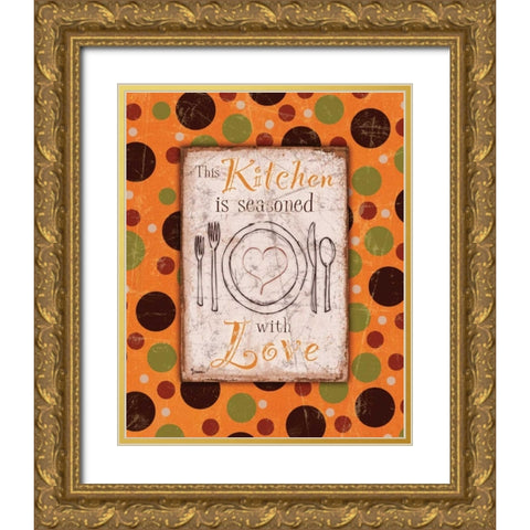 Kitchen Love Orange Gold Ornate Wood Framed Art Print with Double Matting by Stimson, Diane