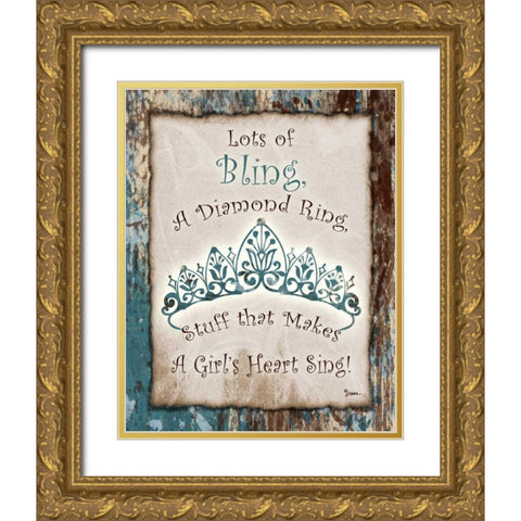 Tiara Bling 1 Gold Ornate Wood Framed Art Print with Double Matting by Stimson, Diane