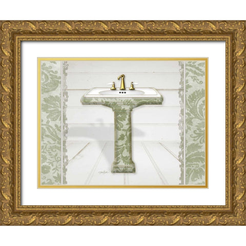 Damask Sink 1 Gold Ornate Wood Framed Art Print with Double Matting by Stimson, Diane