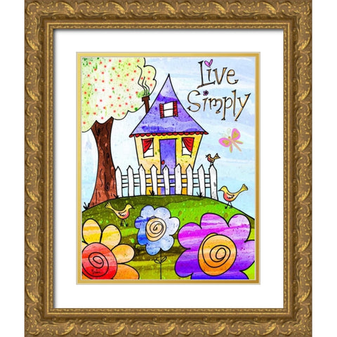Live Simply Gold Ornate Wood Framed Art Print with Double Matting by Stimson, Diane