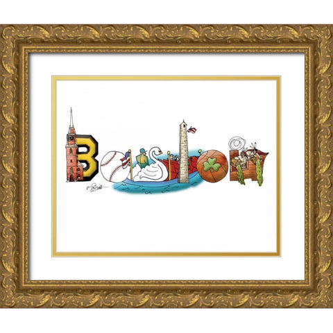 Boston Gold Ornate Wood Framed Art Print with Double Matting by Stimson, Diane