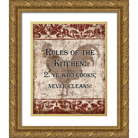 Rules Of Kitchen 2 Gold Ornate Wood Framed Art Print with Double Matting by Stimson, Diane