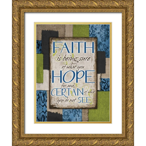 Patch Work Faith Gold Ornate Wood Framed Art Print with Double Matting by Stimson, Diane
