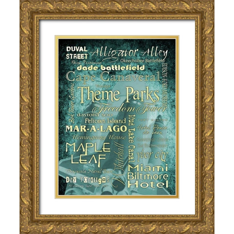FL LandmarksTeal Gold Ornate Wood Framed Art Print with Double Matting by Stimson, Diane