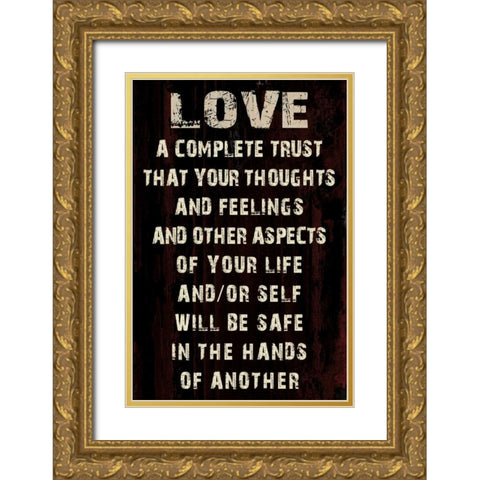 Love Grunge Gold Ornate Wood Framed Art Print with Double Matting by Stimson, Diane
