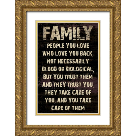 Family Grunge Gold Ornate Wood Framed Art Print with Double Matting by Stimson, Diane