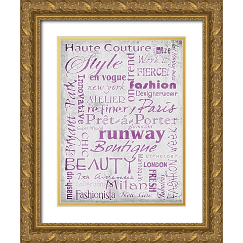Haute Couture Gray Gold Ornate Wood Framed Art Print with Double Matting by Stimson, Diane