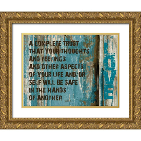 Love Grunge Gold Ornate Wood Framed Art Print with Double Matting by Stimson, Diane