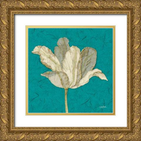 Teal Behind Tulip Gold Ornate Wood Framed Art Print with Double Matting by Stimson, Diane