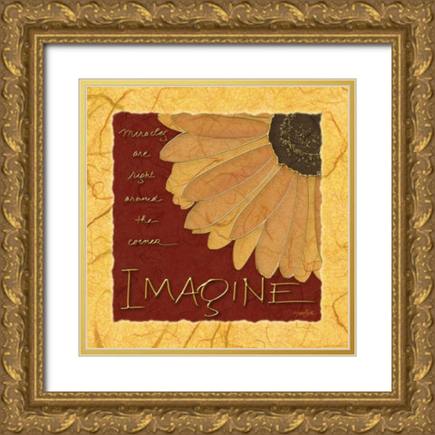 Gerbera Imagine Ylw Gold Ornate Wood Framed Art Print with Double Matting by Stimson, Diane