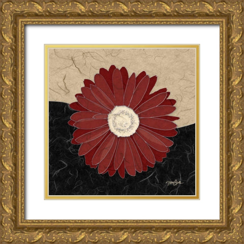 Red Gerbera Gold Ornate Wood Framed Art Print with Double Matting by Stimson, Diane
