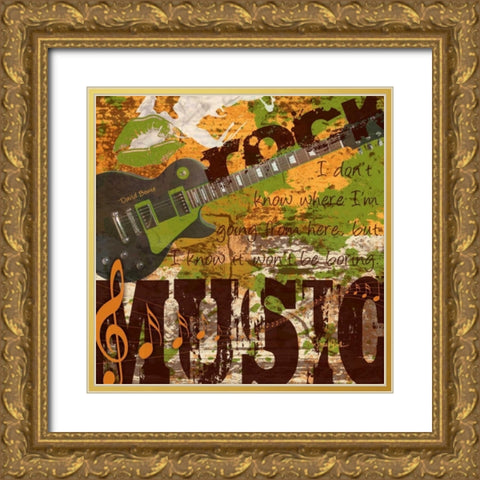 Rock Music 1 Gold Ornate Wood Framed Art Print with Double Matting by Stimson, Diane