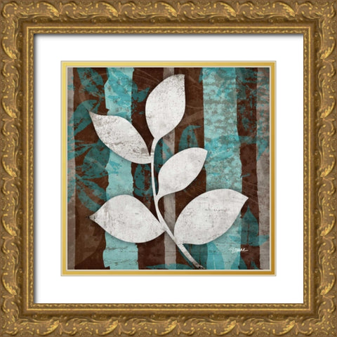 Aqua Leaf 1 Gold Ornate Wood Framed Art Print with Double Matting by Stimson, Diane