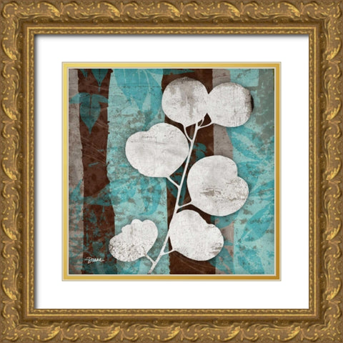 Aqua Leaf 2 Gold Ornate Wood Framed Art Print with Double Matting by Stimson, Diane