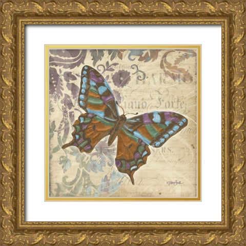 Bfly Harmony 1 Gold Ornate Wood Framed Art Print with Double Matting by Stimson, Diane