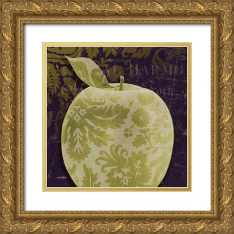 Apple Damask Center Gold Ornate Wood Framed Art Print with Double Matting by Stimson, Diane