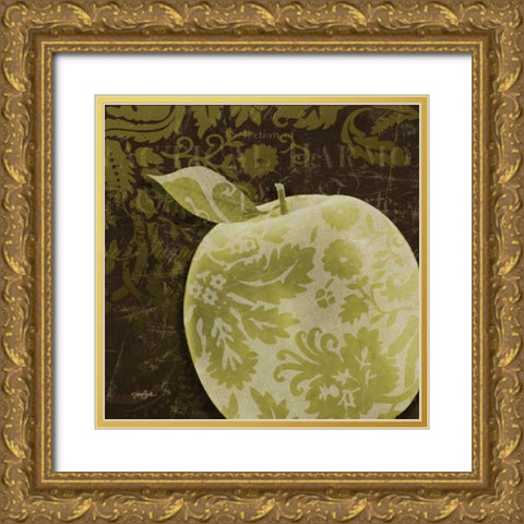 Apple Damask Gold Ornate Wood Framed Art Print with Double Matting by Stimson, Diane