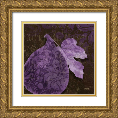 Fig Damask Gold Ornate Wood Framed Art Print with Double Matting by Stimson, Diane