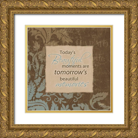 Damask Memories Gold Ornate Wood Framed Art Print with Double Matting by Stimson, Diane