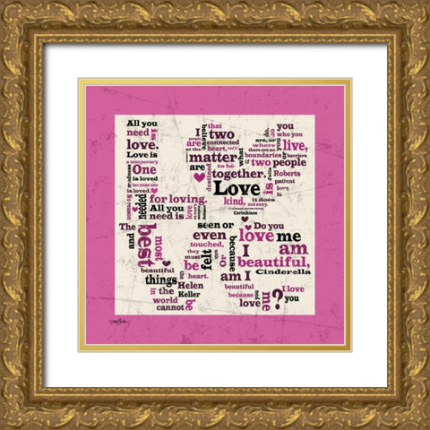 Love Pink Gold Ornate Wood Framed Art Print with Double Matting by Stimson, Diane