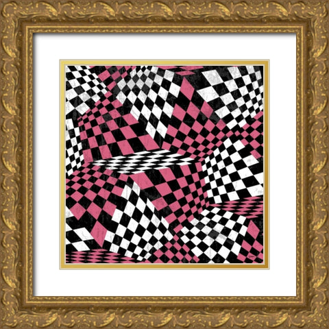 Warped Checks 2 Gold Ornate Wood Framed Art Print with Double Matting by Stimson, Diane
