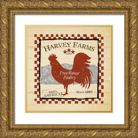 Harvey Farms Poultry Gold Ornate Wood Framed Art Print with Double Matting by Stimson, Diane