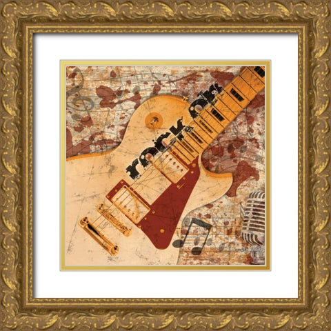 Guitar Rock 1 Gold Ornate Wood Framed Art Print with Double Matting by Stimson, Diane