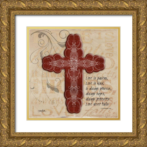 Blingy Cross 1 Gold Ornate Wood Framed Art Print with Double Matting by Stimson, Diane