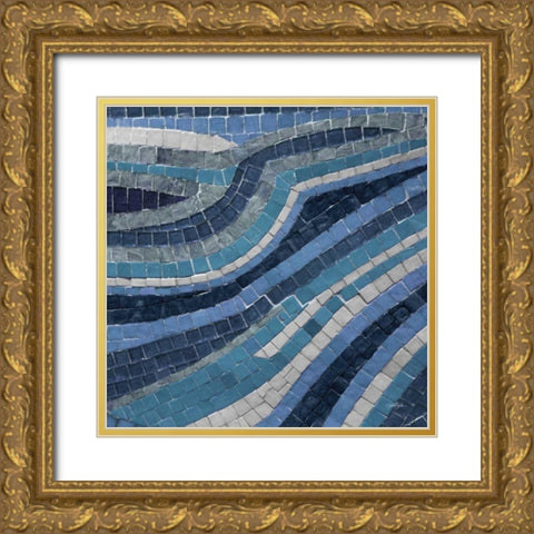 Navy Mosaic 1 Gold Ornate Wood Framed Art Print with Double Matting by Stimson, Diane
