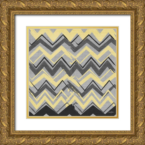 Yel Gray Stripes 2 Gold Ornate Wood Framed Art Print with Double Matting by Stimson, Diane