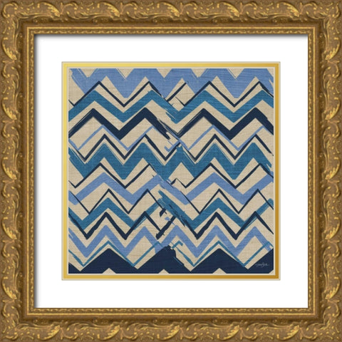 Chevron on Beige Gold Ornate Wood Framed Art Print with Double Matting by Stimson, Diane
