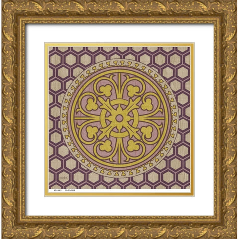 Honeycomb 2 Gold Ornate Wood Framed Art Print with Double Matting by Stimson, Diane