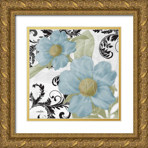 Dillenia Blue Gold Ornate Wood Framed Art Print with Double Matting by Stimson, Diane