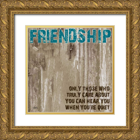 Friendship Grunge PF Gold Ornate Wood Framed Art Print with Double Matting by Stimson, Diane