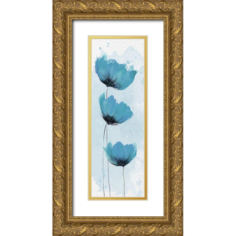 Blue Poppies 2 Gold Ornate Wood Framed Art Print with Double Matting by Stimson, Diane