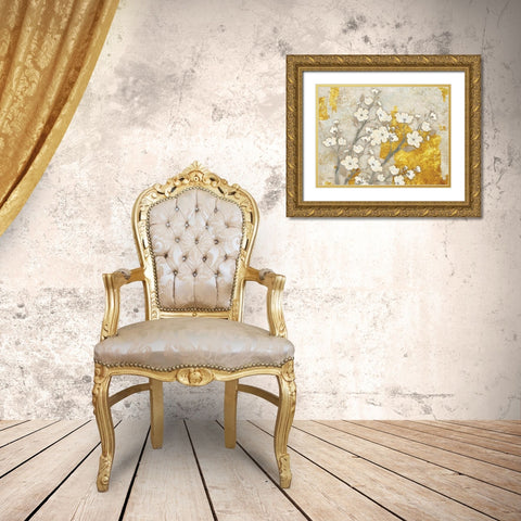 Golden Blossoms 1 Gold Ornate Wood Framed Art Print with Double Matting by Stimson, Diane