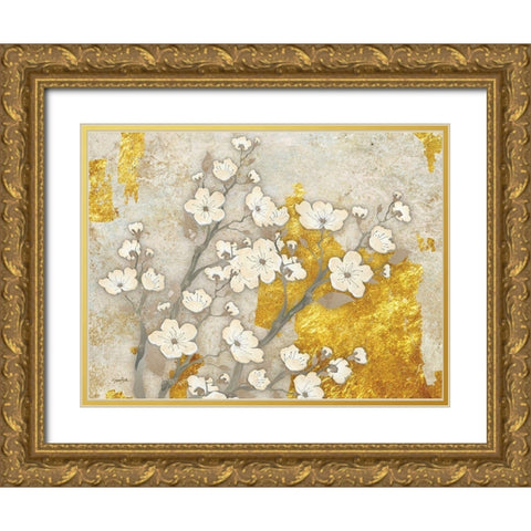Golden Blossoms 1 Gold Ornate Wood Framed Art Print with Double Matting by Stimson, Diane