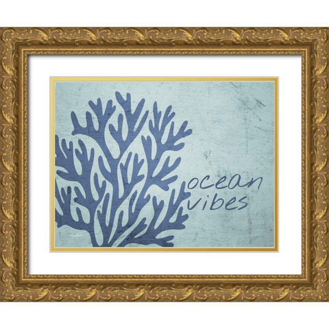 Ocean Vibes Gold Ornate Wood Framed Art Print with Double Matting by Stimson, Diane