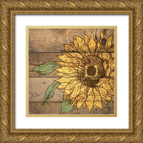 Rustic Sunflower 1 Gold Ornate Wood Framed Art Print with Double Matting by Stimson, Diane