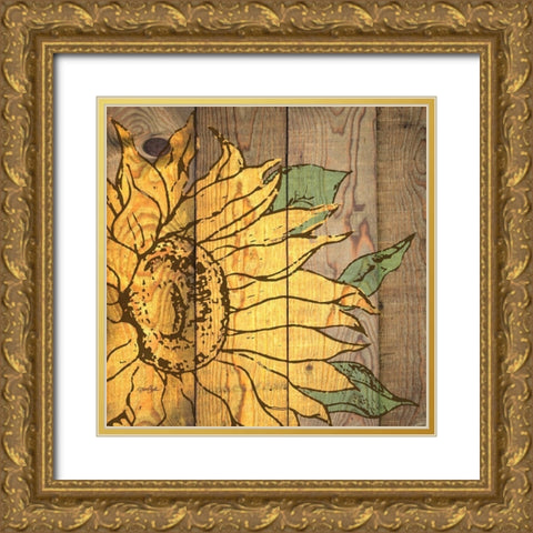 Rustic Sunflower 2 Gold Ornate Wood Framed Art Print with Double Matting by Stimson, Diane
