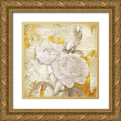 Golden Floral 1 Gold Ornate Wood Framed Art Print with Double Matting by Stimson, Diane